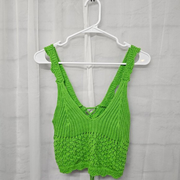 Green Crochet Knit Tank Hippie Boho Festival Y2K Granola L - Picture 6 of 9
